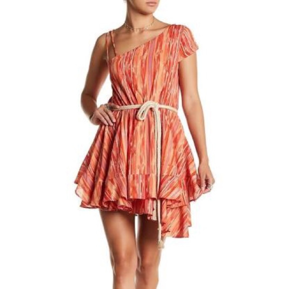 Free People Asymmetrical Shoulder Print Dress